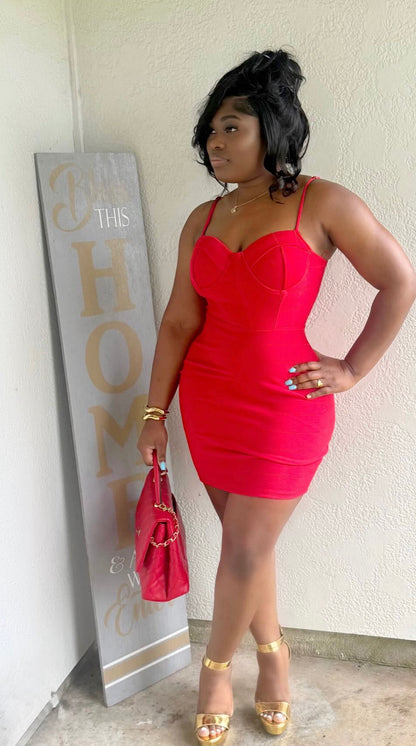 Red Velvet Bandage Dress